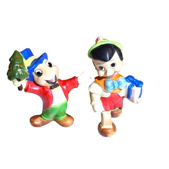 Vintage Christmas Novelty Pinocchio Jiminey Cricket Japan Figurines  Ceramic Col - Picture 1 of 8